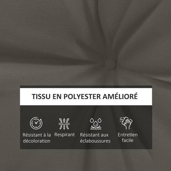 Outsunny - Lot 4 coussins jardin 2 assise + 2 dossier capitonné polyester gris anthracite - Outsunny - Image 3