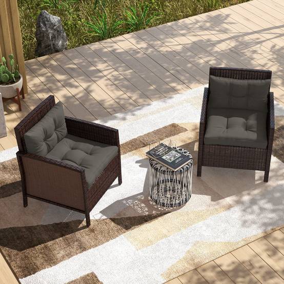 Outsunny - Lot 4 coussins jardin 2 assise + 2 dossier capitonné polyester gris anthracite - Outsunny - Image 6