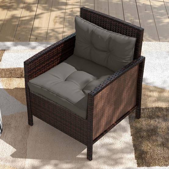 Outsunny - Lot 4 coussins jardin 2 assise + 2 dossier capitonné polyester gris anthracite - Outsunny - Image 7