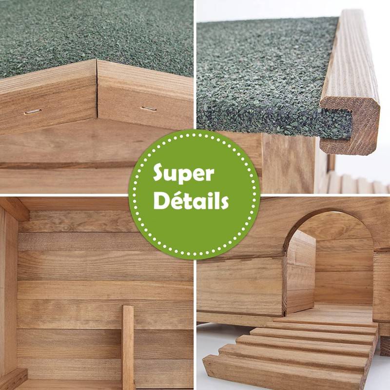 Abri Cabane Mangeoire Hérisson Refuge éxtérieur robuste en bois massif de haute qualité Hibernation Hiver"323 Ruby" - Image 2
