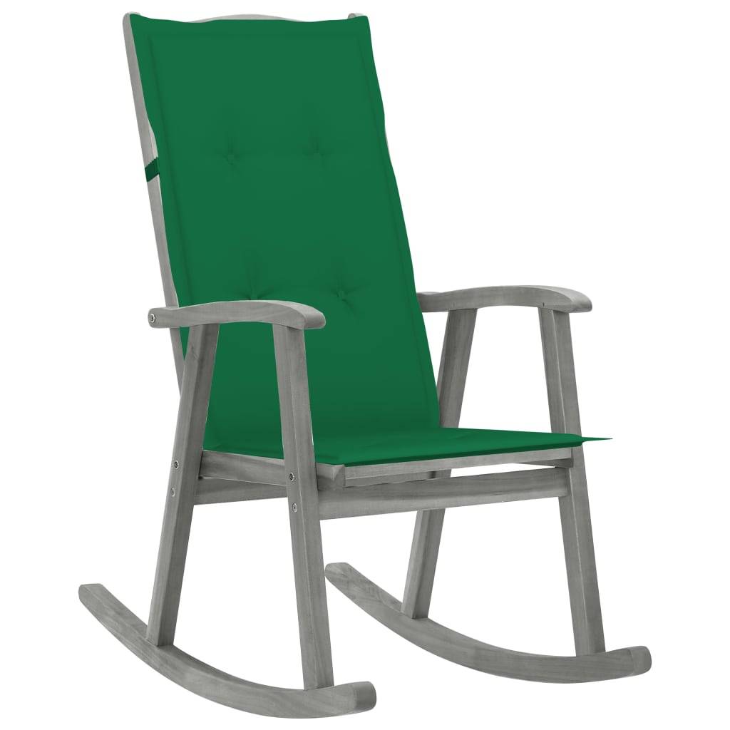Vidaxl - Chaise à bascule avec coussins Gris Bois d'acacia massif vidaXL 3064214 - Image 1