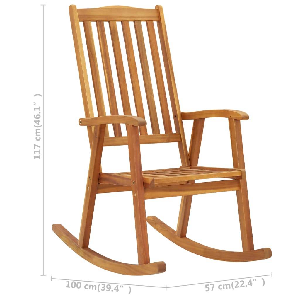 Vidaxl - Chaise à bascule avec coussins Gris Bois d'acacia massif vidaXL 3064214 - Image 3