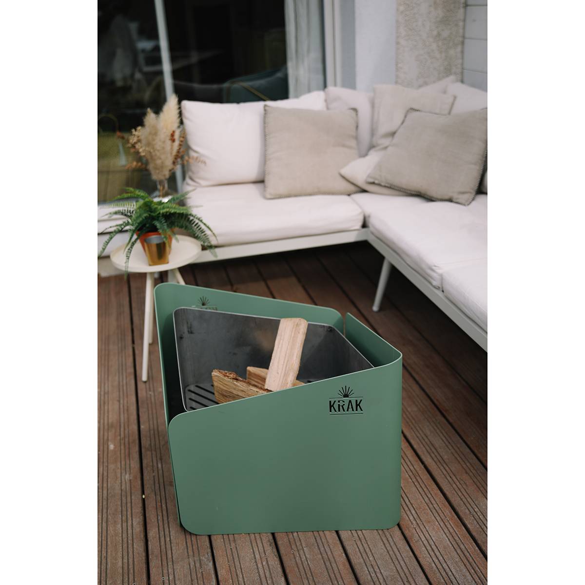 Brasero à bois + plateau 79x69cm LEVANT + PLATEAU VERT PROVENCE Krak - Image 4