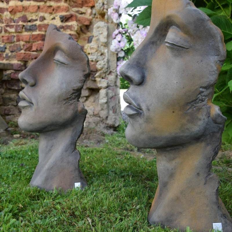 Statue visage femme extérieur petit format - Gris beton 50 cm - Jardinex - Image 4