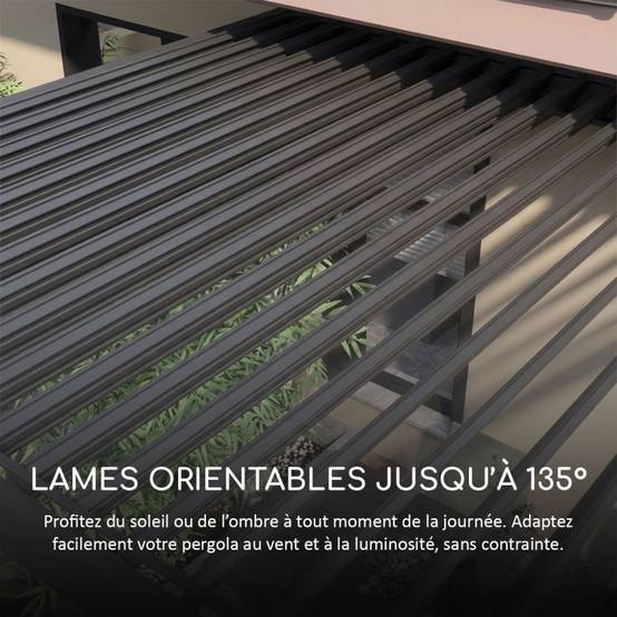 Ombrea - Pergola Bioclimatique motorisée Ombréa 4x8M adossée – Anthracite et Blanc - Image 7