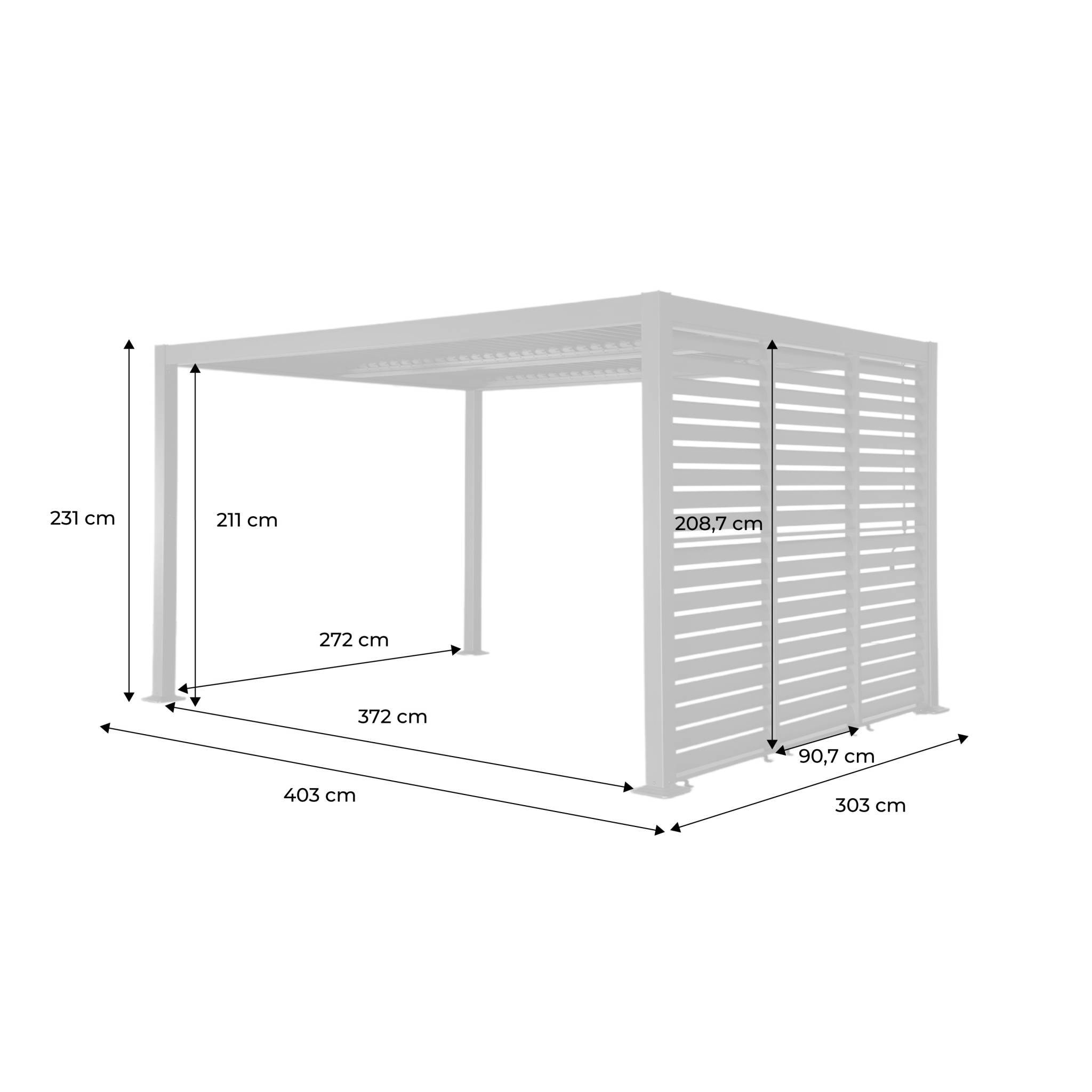 Pergola bioclimatique aluminium et acier 4x3m + 3 persiennes 100cm anthracite Palace | sweeek - Image 5