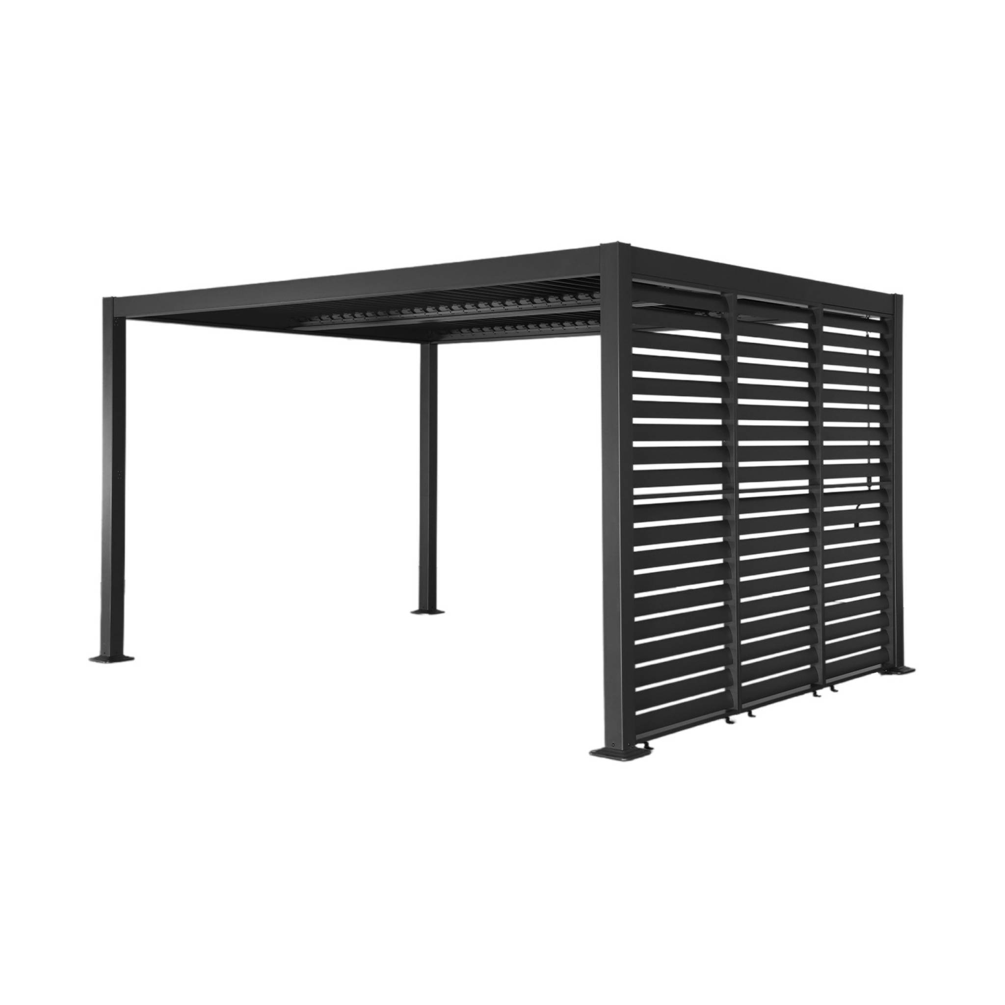 Pergola bioclimatique aluminium et acier 4x3m + 3 persiennes 100cm anthracite Palace | sweeek - Image 2