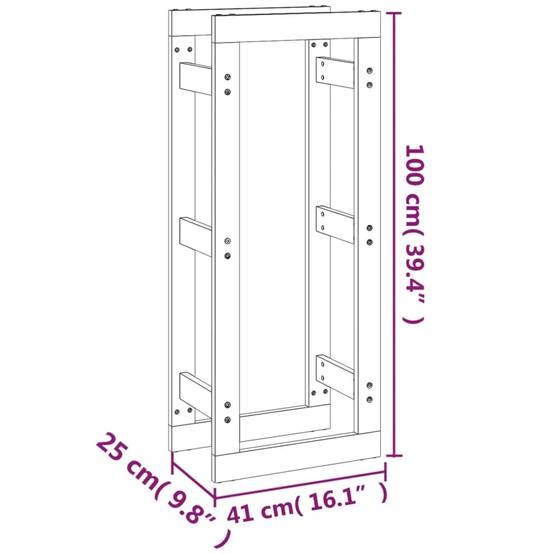 Support bois de chauffage vertical Bois de Pin Massif Rangement intérieur extérieur 41x25x100 cm - ComfortXL Outdoor Living - Image 8