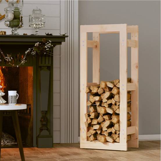 Support bois de chauffage vertical Bois de Pin Massif Rangement intérieur extérieur 41x25x100 cm - ComfortXL Outdoor Living - Image 3