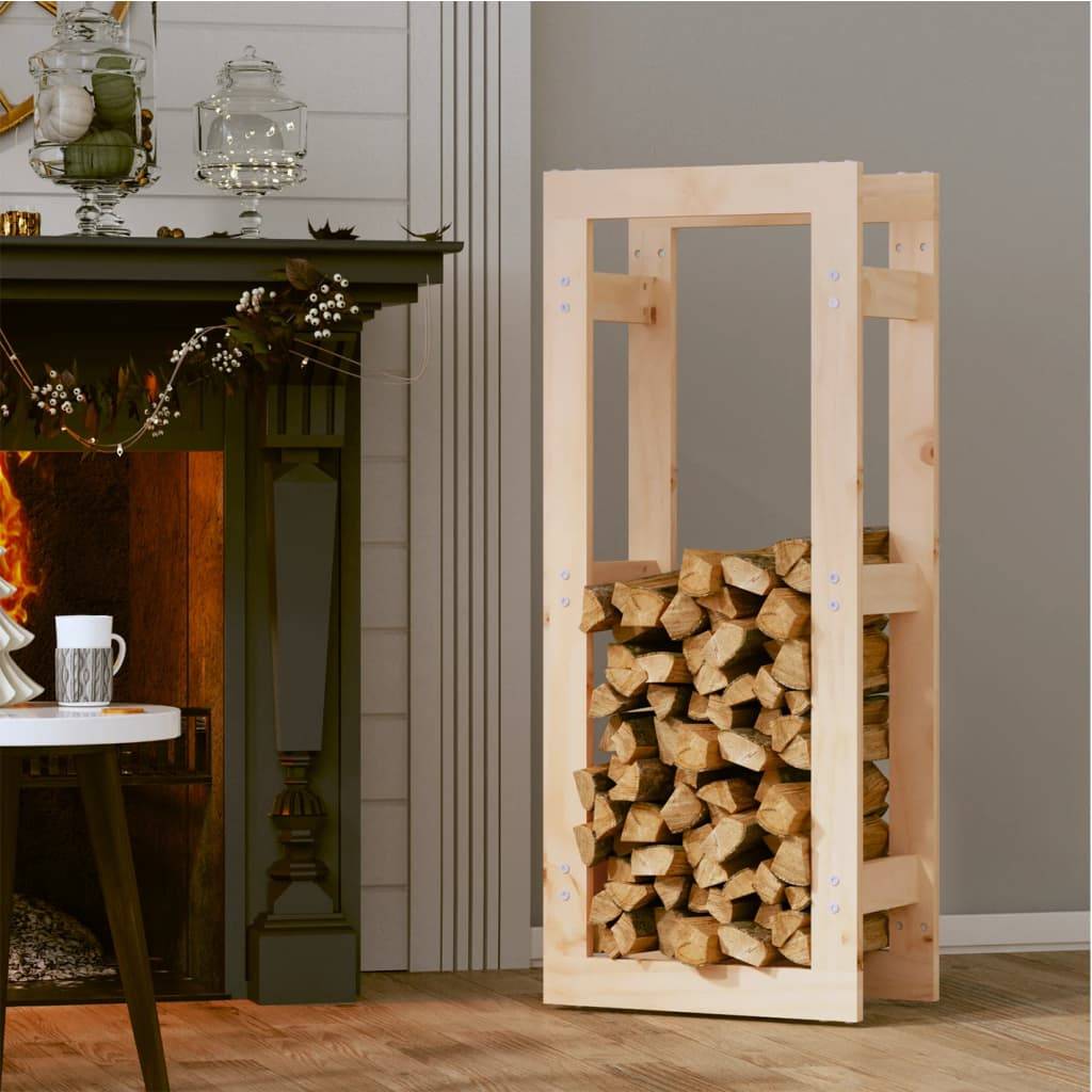 Support bois de chauffage vertical Bois de Pin Massif Rangement intérieur extérieur 41x25x100 cm - ComfortXL Outdoor Living - Image 3