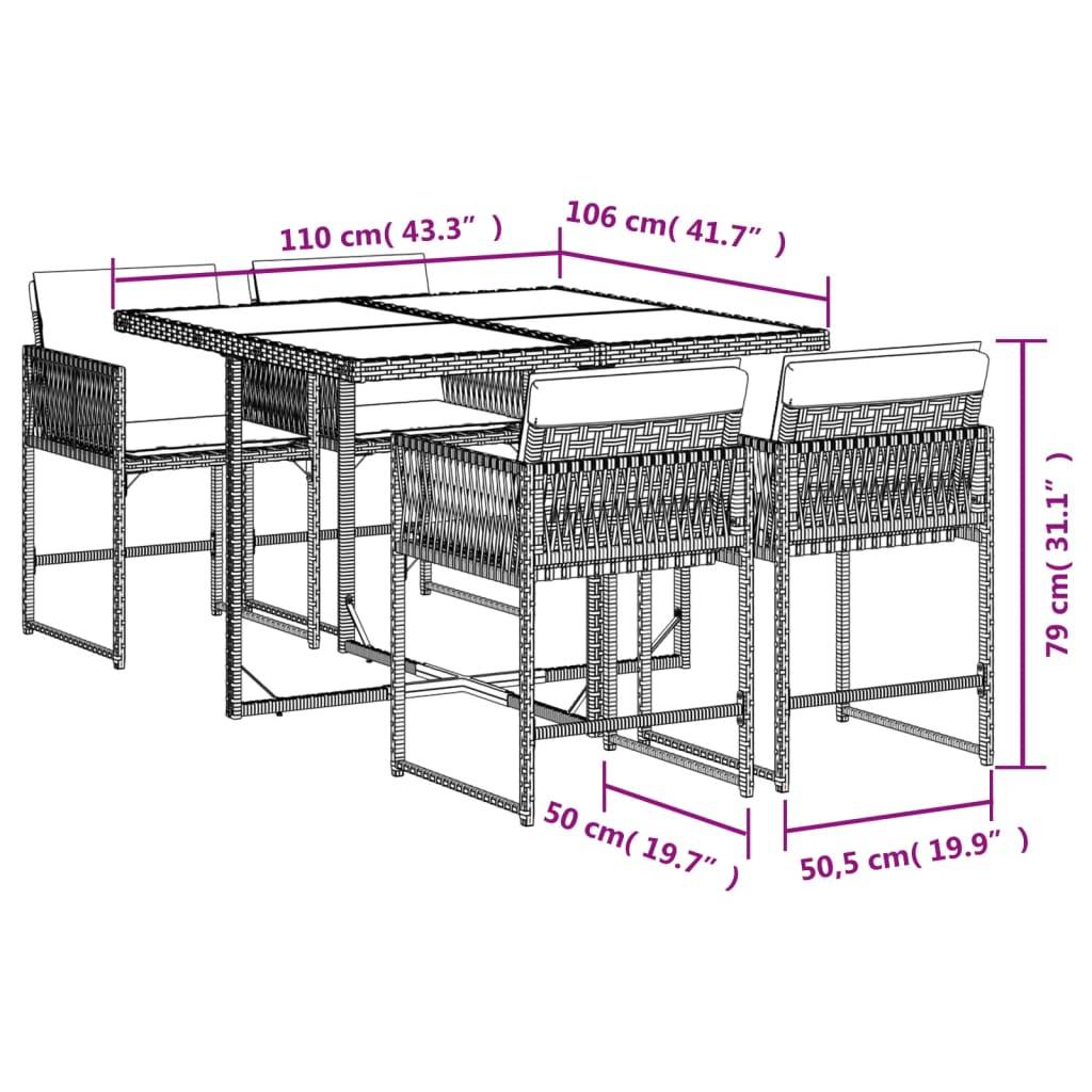 ComfortXL - Petit Salon de Jardin Encastrable 5 Pièces Résine Tressée Table Verre Trempé Balcon Terrasse Beige – ComfortXL Outdoor Living - Image 4