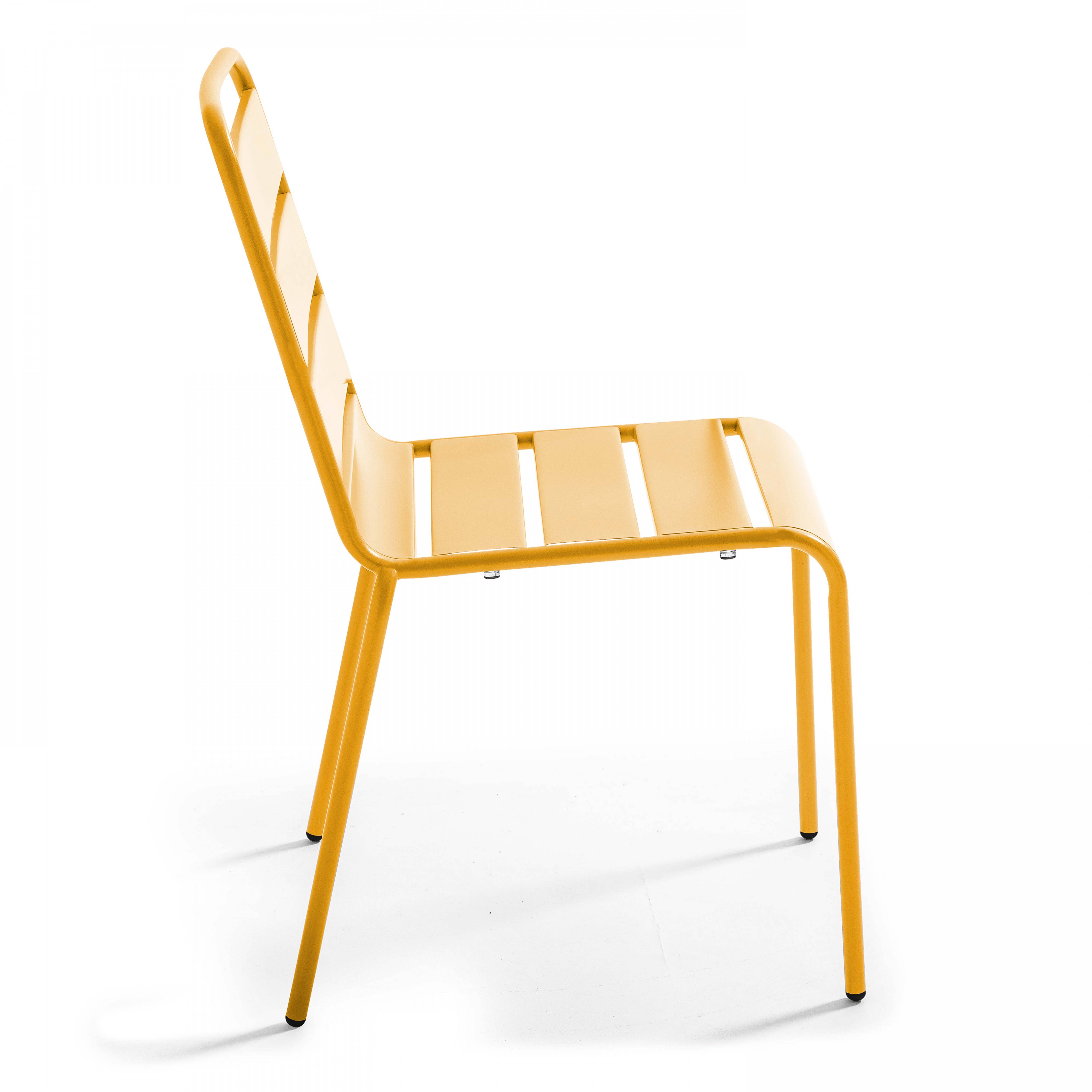 Oviala - Ensemble table de jardin ronde et 2 chaises métal jaune Palavas - Oviala - Image 6