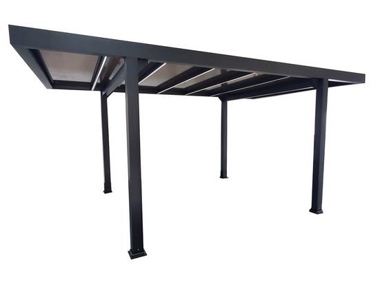Carport aluminium 5,15mx 3m GREEN OUTSIDE coloris noir 1 place avec eclairage LED - Image 1