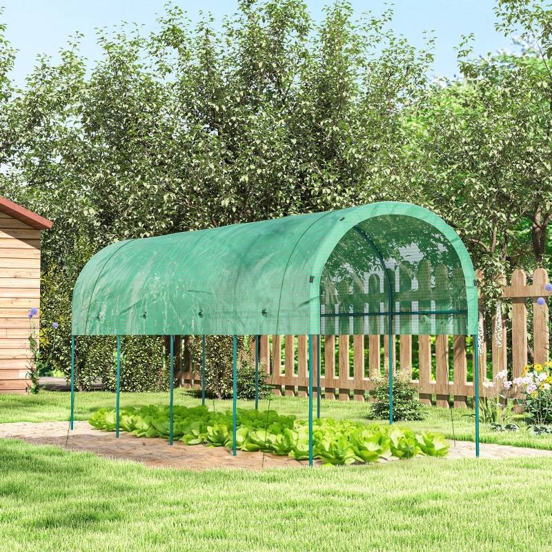 Serre tunnel acier pour potager protection intempéries 400x120x170cm vert - ComfortXL Outdoor Living - Image 8