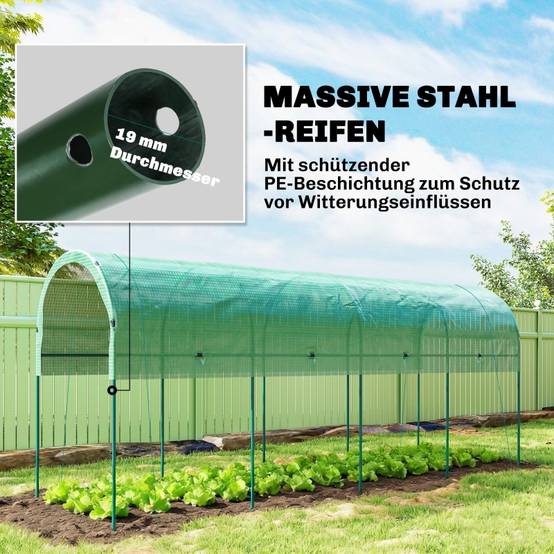 Serre tunnel acier pour potager protection intempéries 400x120x170cm vert - ComfortXL Outdoor Living - Image 5