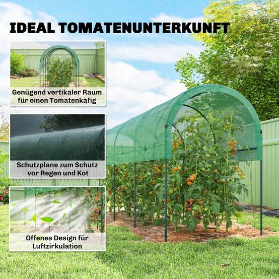 Serre tunnel acier pour potager protection intempéries 400x120x170cm vert - ComfortXL Outdoor Living - Image 4