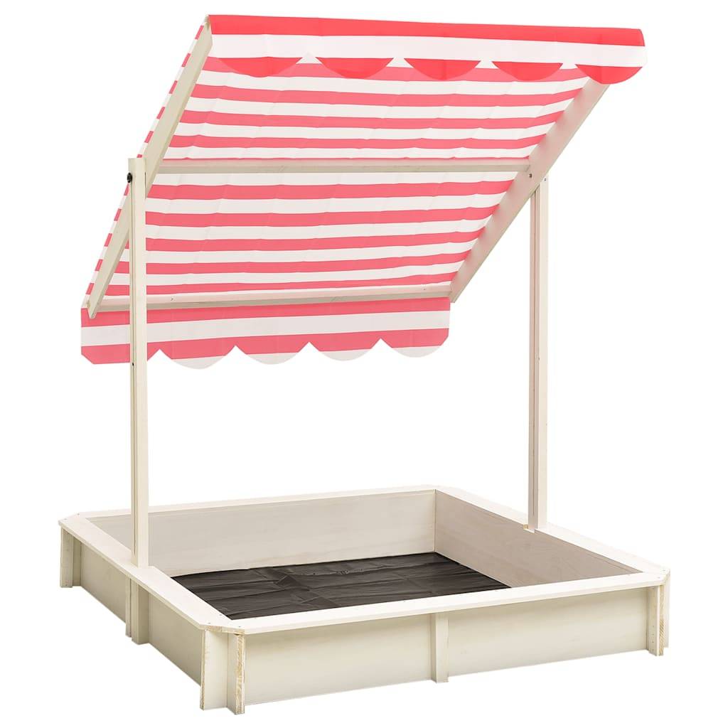 Maison Chic - Bac à sable - Maison de jeu pour enfants et toit réglable Bois de sapin Blanc et rouge UV50 - Image 3