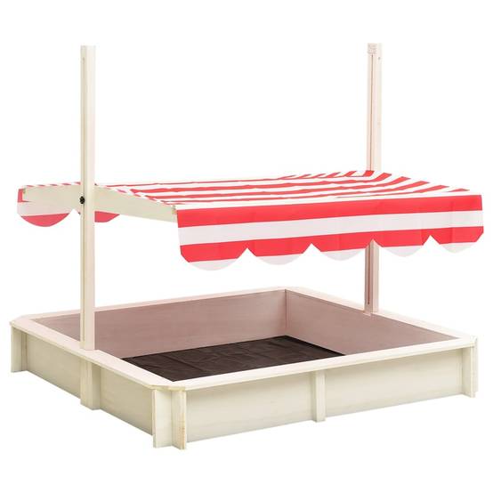 Maison Chic - Bac à sable - Maison de jeu pour enfants et toit réglable Bois de sapin Blanc et rouge UV50 - Image 4