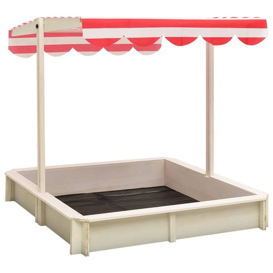 Maison Chic - Bac à sable - Maison de jeu pour enfants et toit réglable Bois de sapin Blanc et rouge UV50 - Image 2