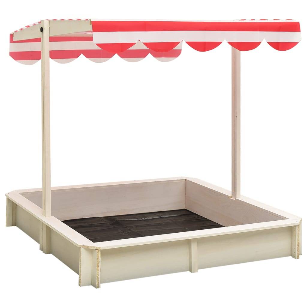 Maison Chic - Bac à sable - Maison de jeu pour enfants et toit réglable Bois de sapin Blanc et rouge UV50 - Image 2
