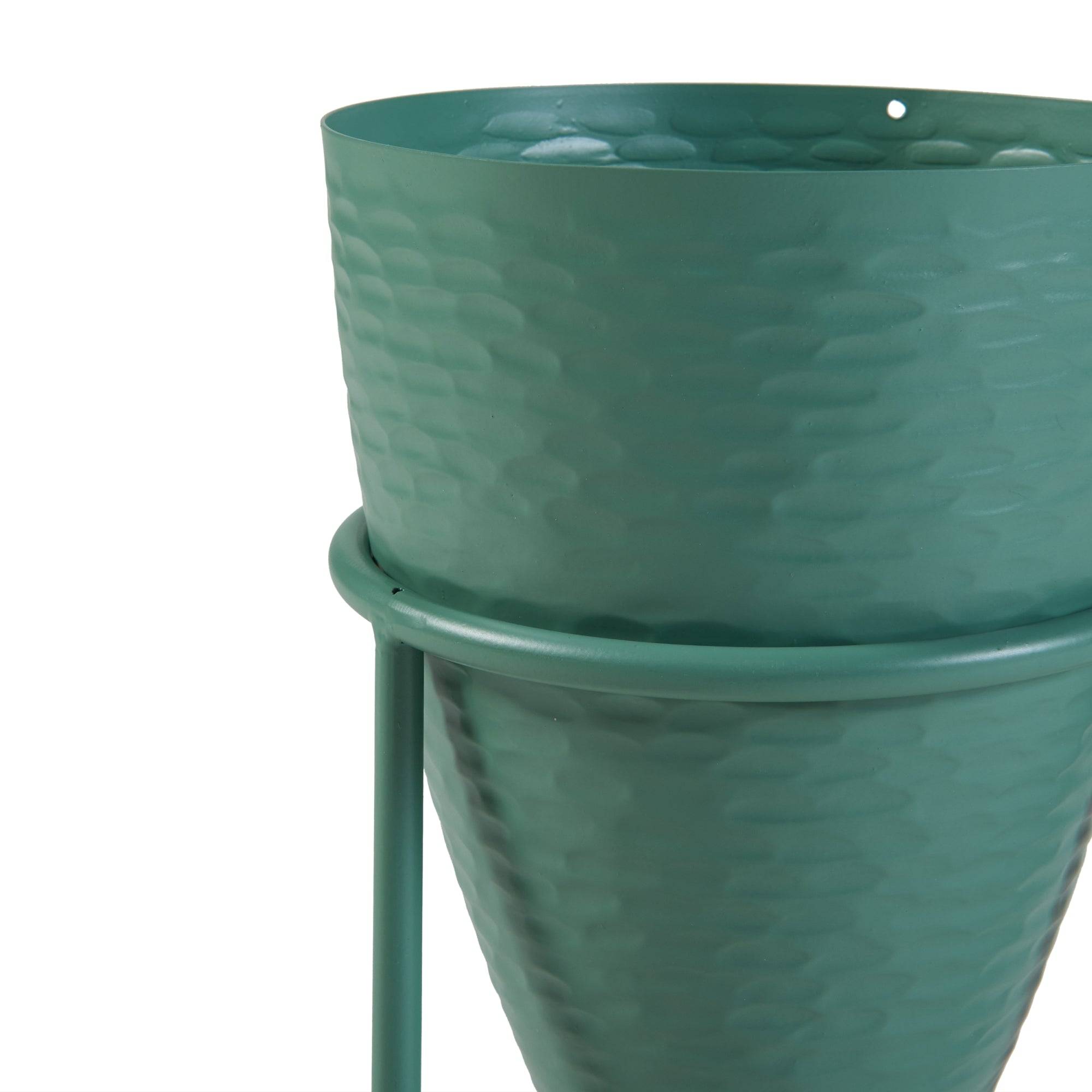 Helloshop26 - Porte-plantes style intemportel support 41 x 16 cm métal vert - Image 4