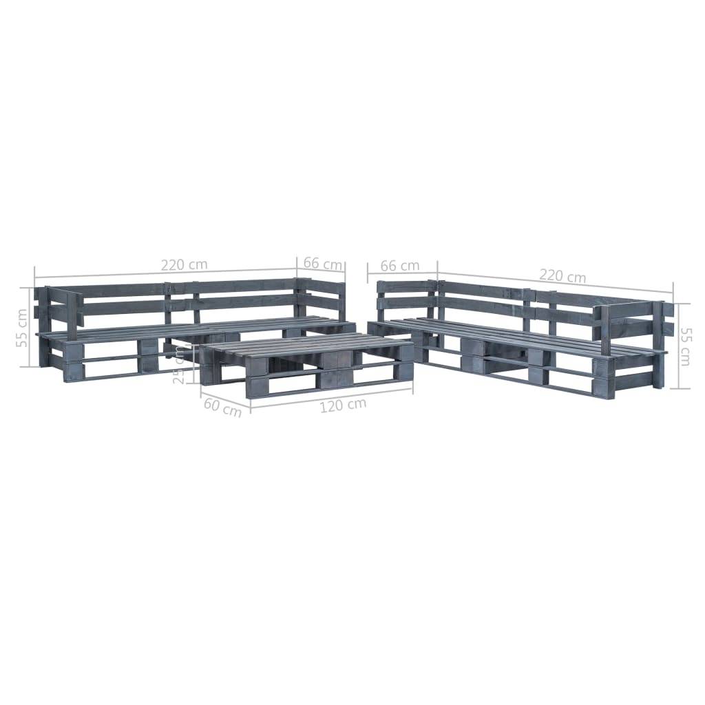 ComfortXL - Salon de Jardin Palette d'Angle en Bois de Pin 6 Pièces pour Extérieur Gris – ComfortXL Outdoor Living - Image 3