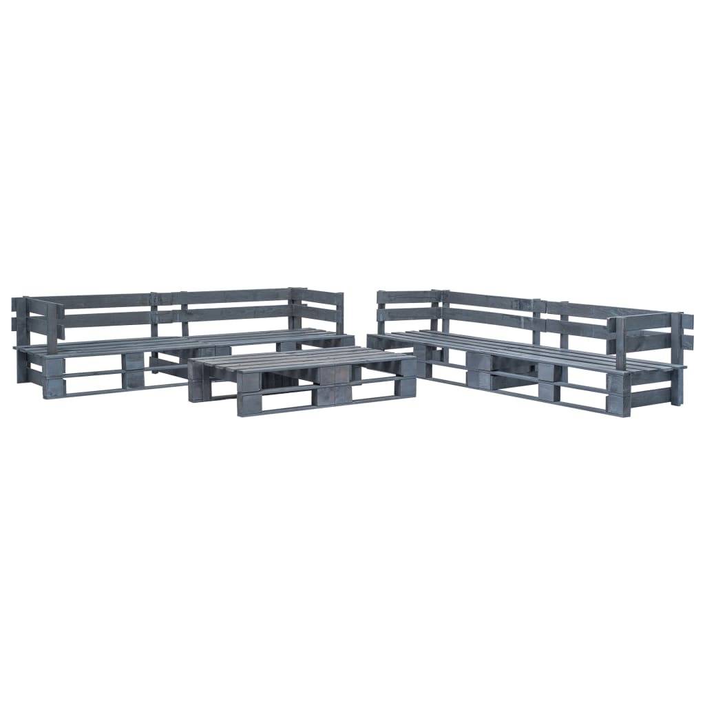 ComfortXL - Salon de Jardin Palette d'Angle en Bois de Pin 6 Pièces pour Extérieur Gris – ComfortXL Outdoor Living - Image 1