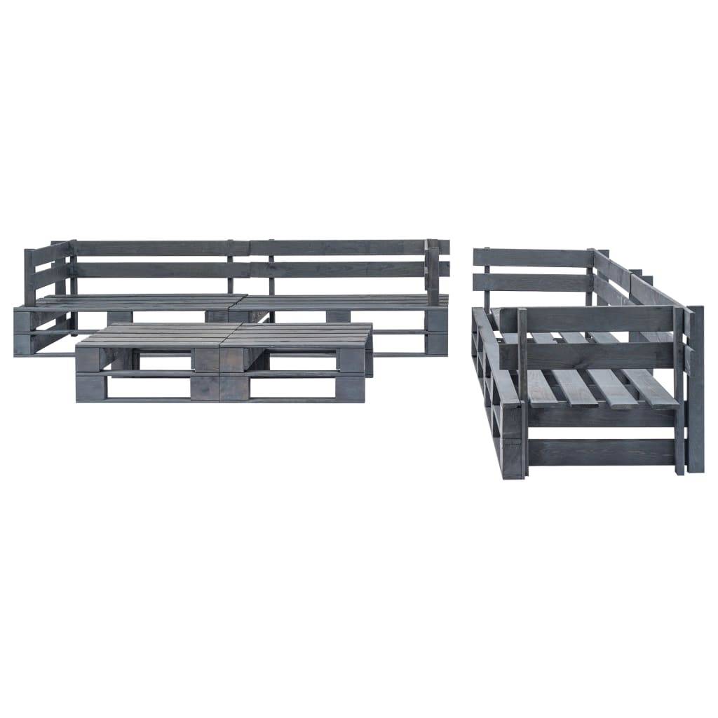 ComfortXL - Salon de Jardin Palette d'Angle en Bois de Pin 6 Pièces pour Extérieur Gris – ComfortXL Outdoor Living - Image 2
