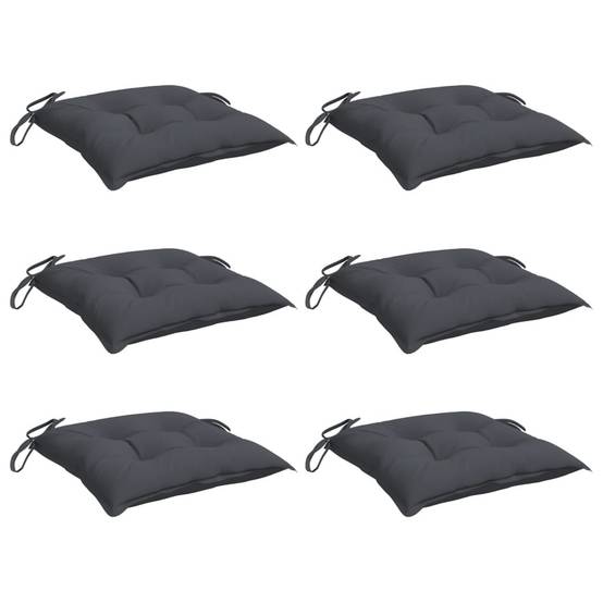 Lot de 6 Galettes de Chaise 50x50 Tissu Oxford Confortables avec Liens pour Extérieur Anthracite – ComfortXL Outdoor Living - Image 3