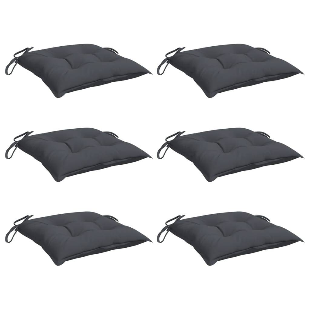Lot de 6 Galettes de Chaise 50x50 Tissu Oxford Confortables avec Liens pour Extérieur Anthracite – ComfortXL Outdoor Living - Image 3