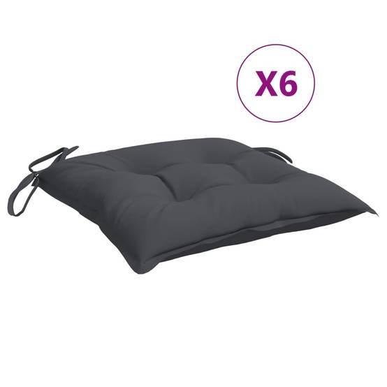 Lot de 6 Galettes de Chaise 50x50 Tissu Oxford Confortables avec Liens pour Extérieur Anthracite – ComfortXL Outdoor Living - Image 2