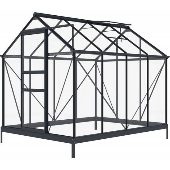 Serre de jardin 4,57m² aluminium anthracite verre trempé 4mm avec embase Green Protect Rinca - Image 6