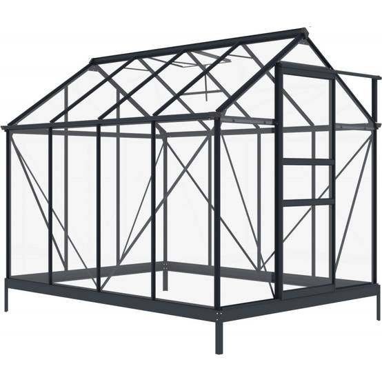Serre de jardin 4,57m² aluminium anthracite verre trempé 4mm avec embase Green Protect Rinca - Image 5