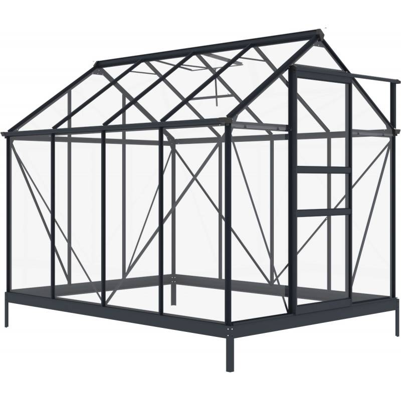 Serre de jardin 4,57m² aluminium anthracite verre trempé 4mm avec embase Green Protect Rinca - Image 5
