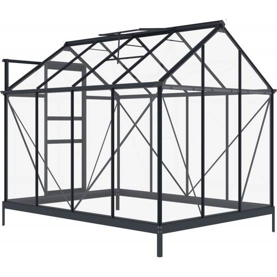Serre de jardin 4,57m² aluminium anthracite verre trempé 4mm avec embase Green Protect Rinca - Image 7