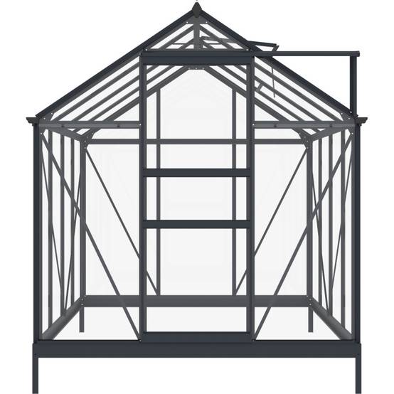 Serre de jardin 4,57m² aluminium anthracite verre trempé 4mm avec embase Green Protect Rinca - Image 4