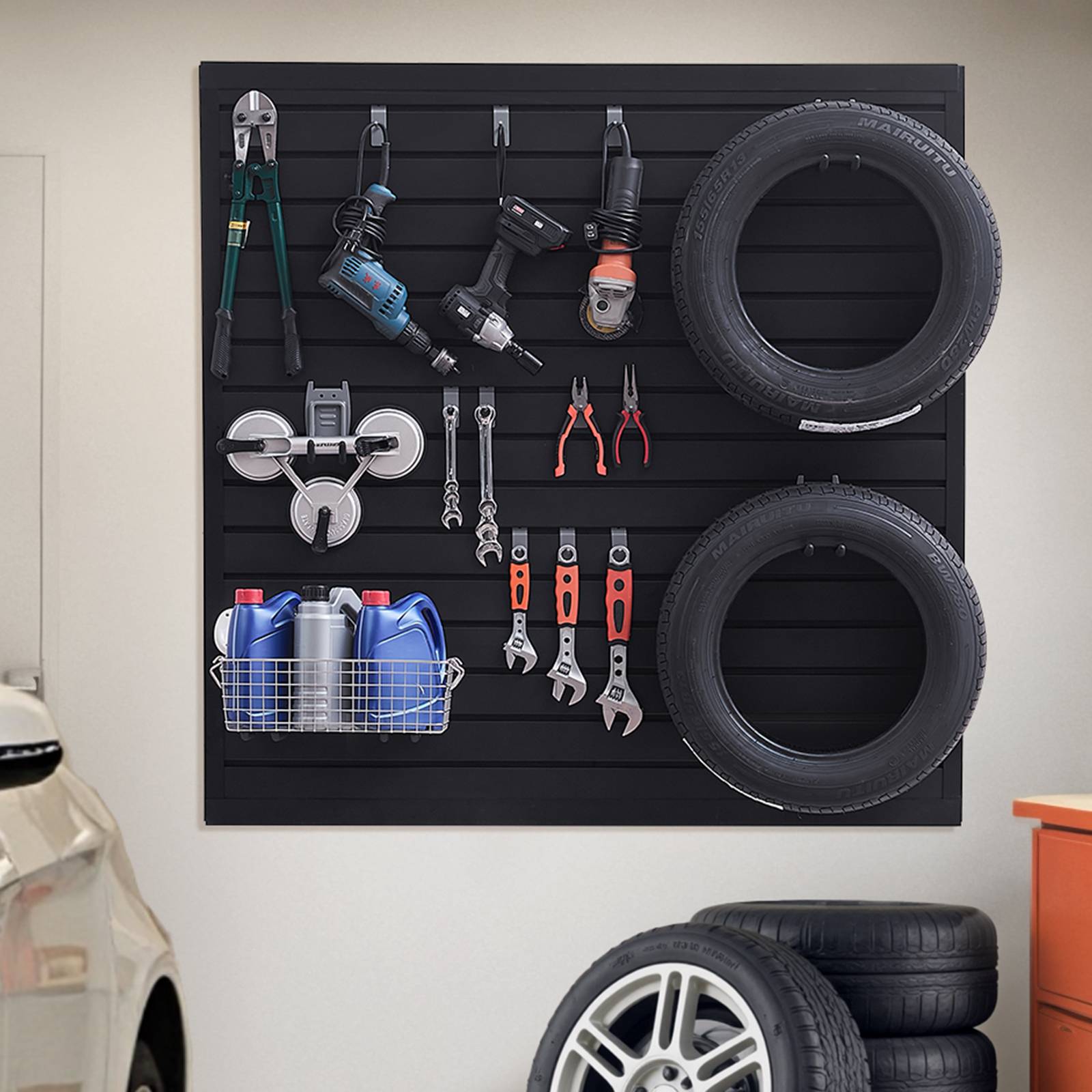 VEVOR Panneau mural garage 1230x1235 mm, PVC, noir modulaire. - Image 8