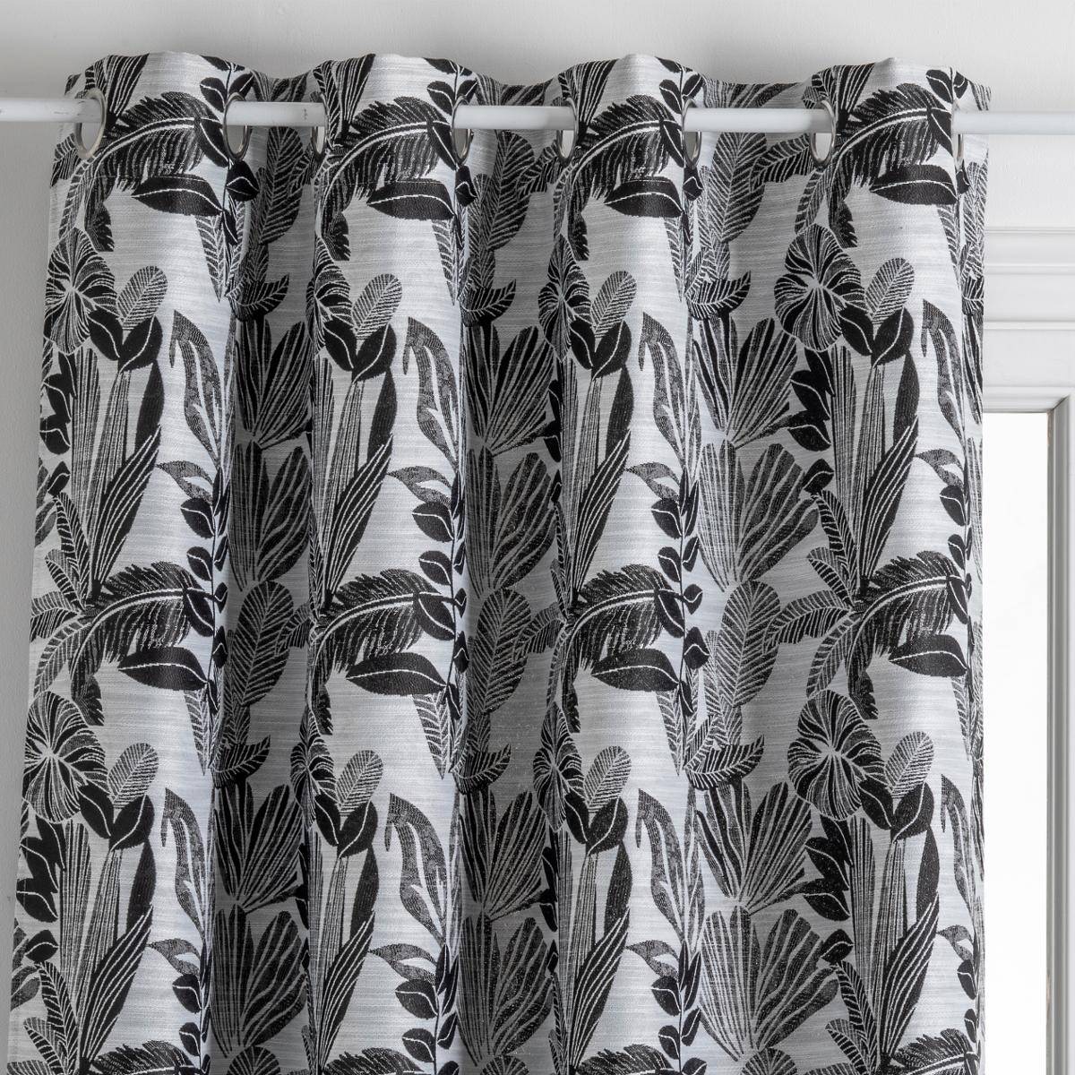 Atmosphera - Lot de 2 Rideaux à  œillets Jacquard Noir 140 x 260 cm - Image 2