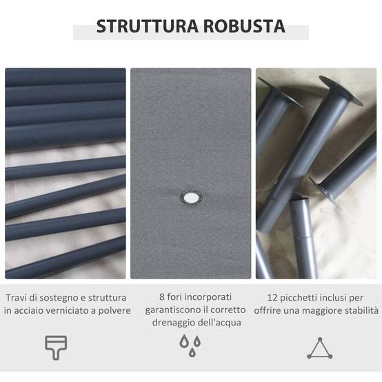 Tonnelle de jardin métal rideaux amovibles terrasse toit imperméable 3x4m gris - ComfortXL Outdoor Living - Image 6