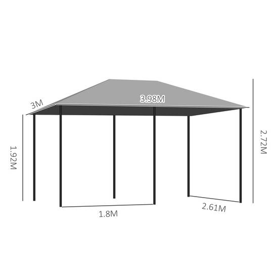 Tonnelle de jardin métal rideaux amovibles terrasse toit imperméable 3x4m gris - ComfortXL Outdoor Living - Image 5