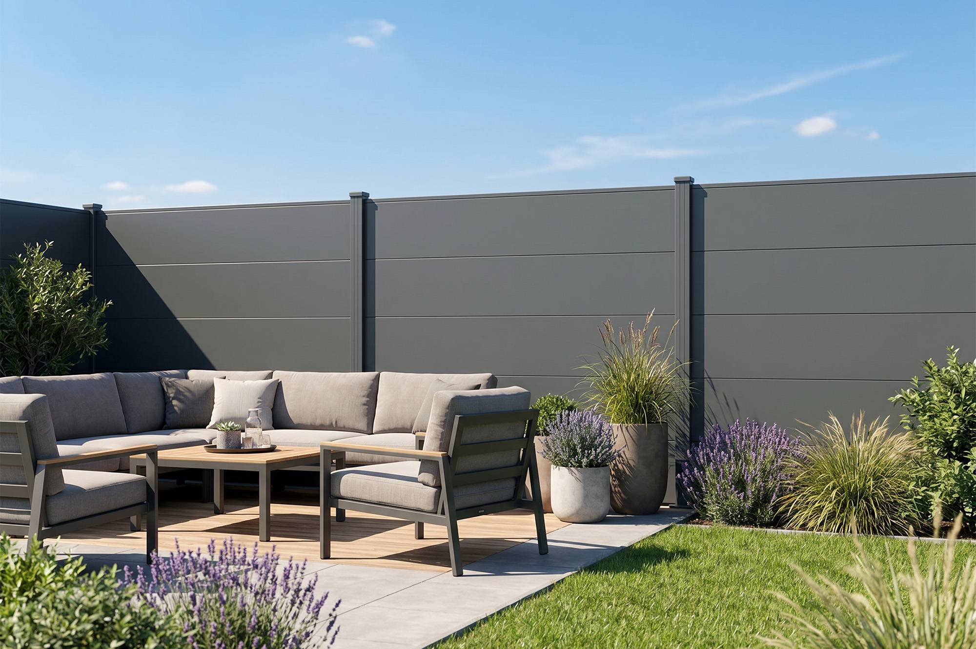 CASANOOV - Clôture aluminium lames larges 10m H.150 gris anthracite - ALPIS - Image 2