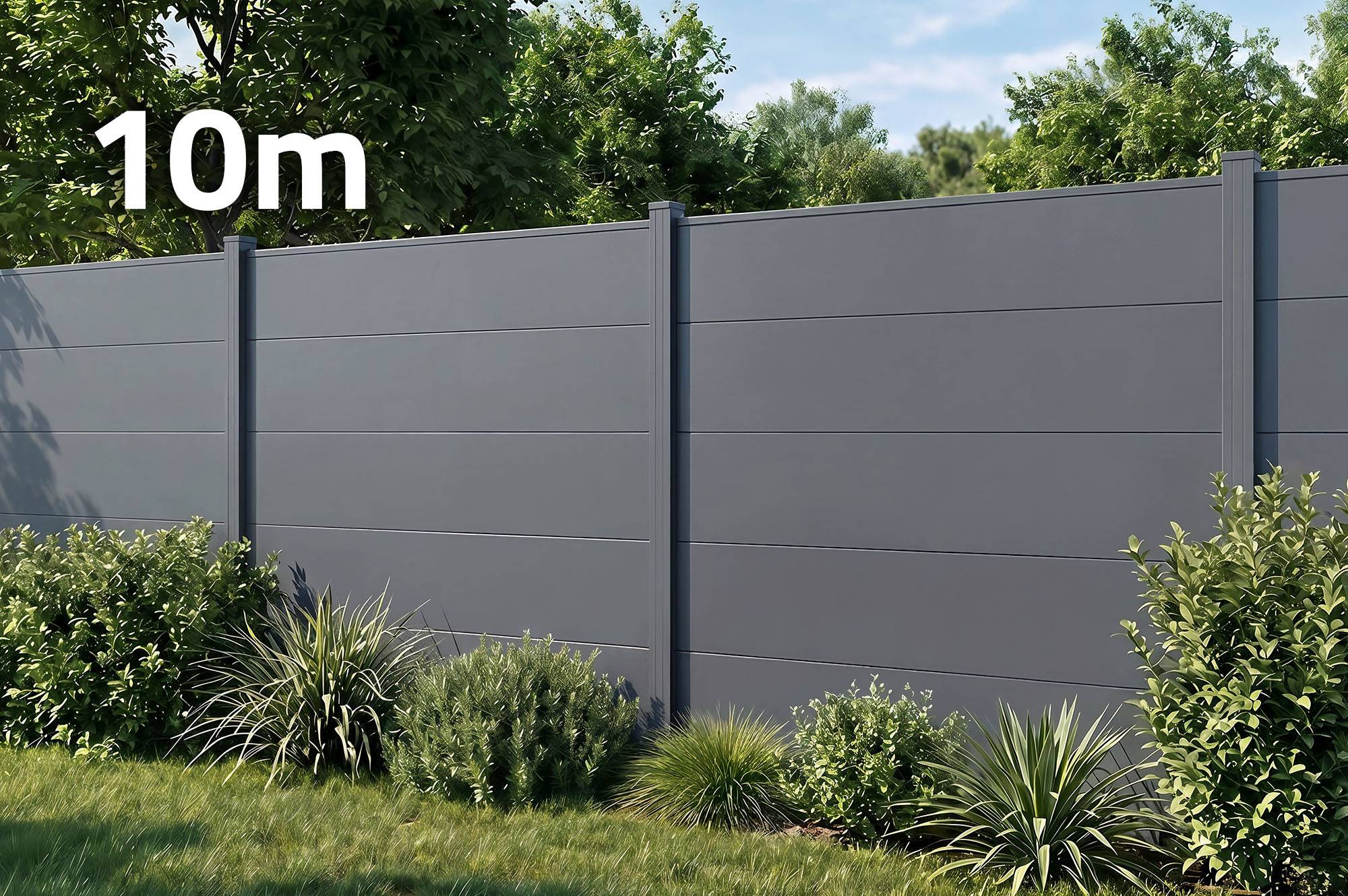 CASANOOV - Clôture aluminium lames larges 10m H.150 gris anthracite - ALPIS - Image 1