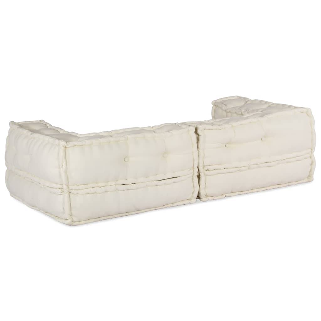 Canapé modulaire tissu coton crème 140 x 70 x 36 cm - PANGIVO - Image 6
