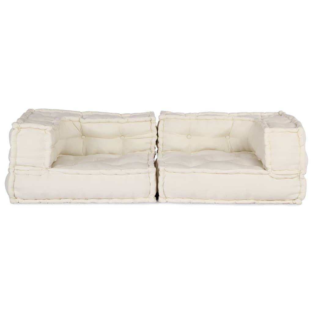 Canapé modulaire tissu coton crème 140 x 70 x 36 cm - PANGIVO - Image 4