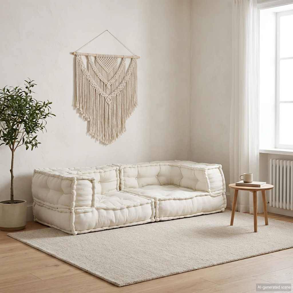 Canapé modulaire tissu coton crème 140 x 70 x 36 cm - PANGIVO - Image 1