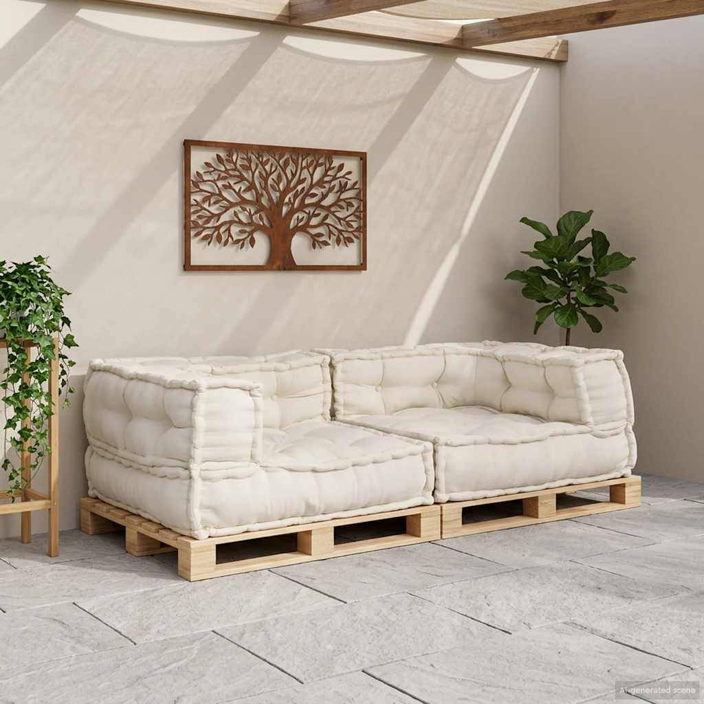 Canapé modulaire tissu coton crème 140 x 70 x 36 cm - PANGIVO - Image 3