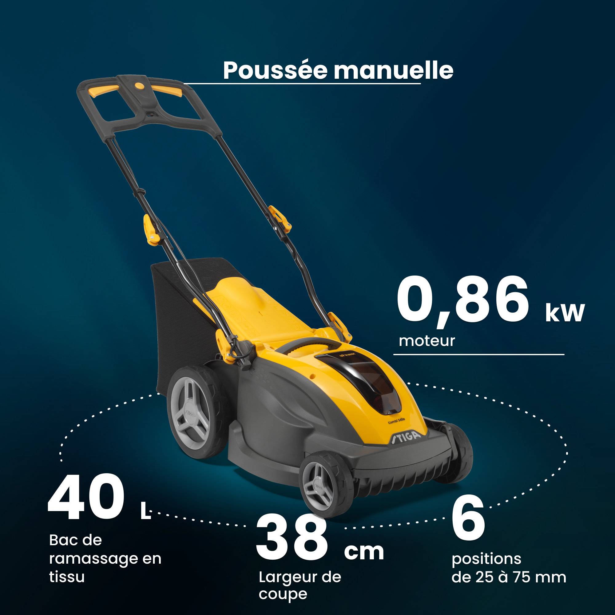 Stiga - Tondeuse Combi340e Kit, panier 40L, batterie 48V (4Ah), max. 350m² - STIGA - Image 7