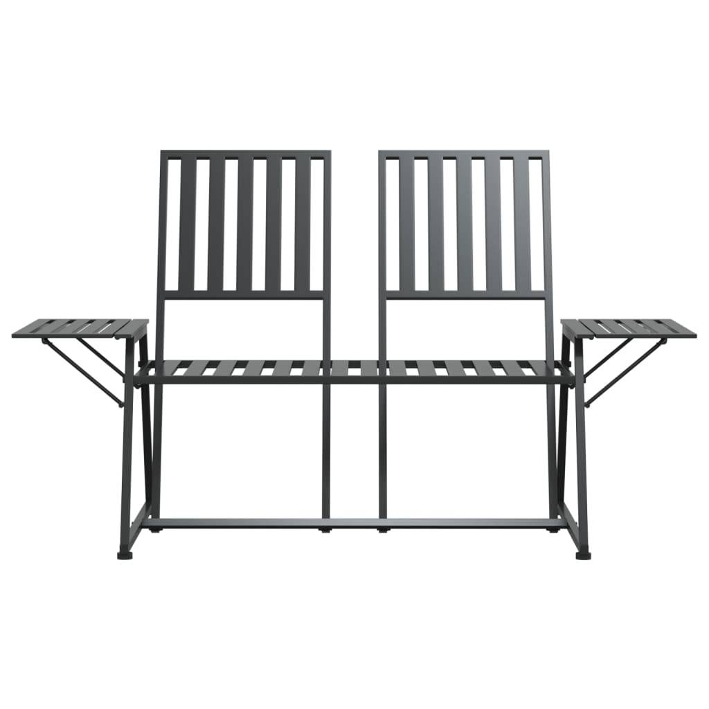 Helloshop26 - Banc de jardin meuble de patio d'extérieur terrasse 2 places 165 x 75 x 93 cm noir acier - Image 2
