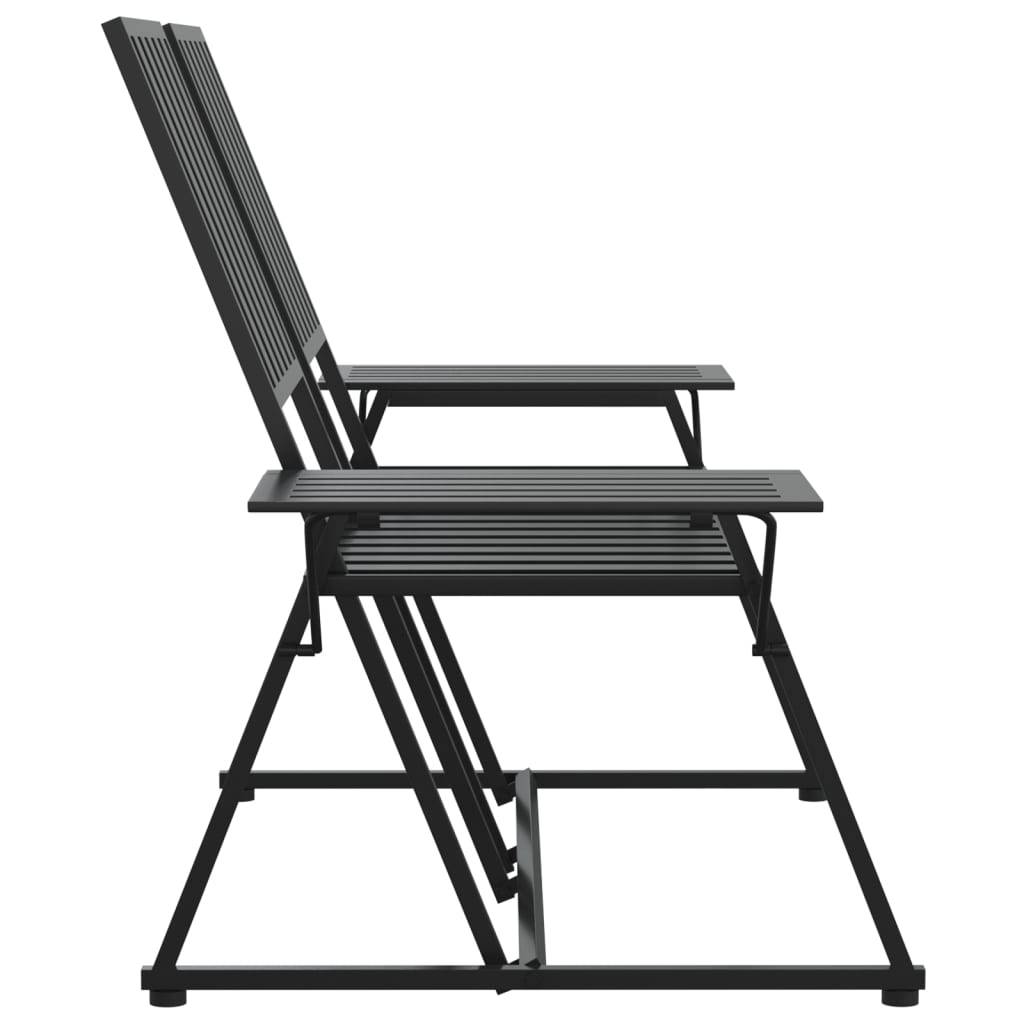 Helloshop26 - Banc de jardin meuble de patio d'extérieur terrasse 2 places 165 x 75 x 93 cm noir acier - Image 3