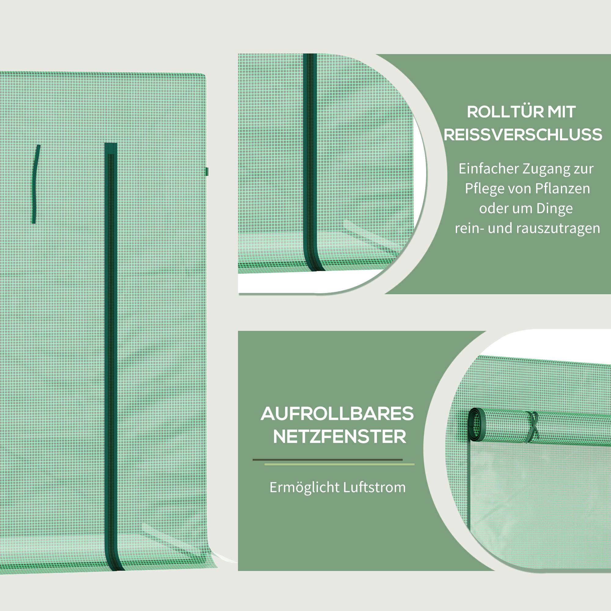 Sans Marque - Serre aluminium porte enroulable fenêtres latérales acier plastique 200x76x168 cm verte serre jardin balcon - Image 7